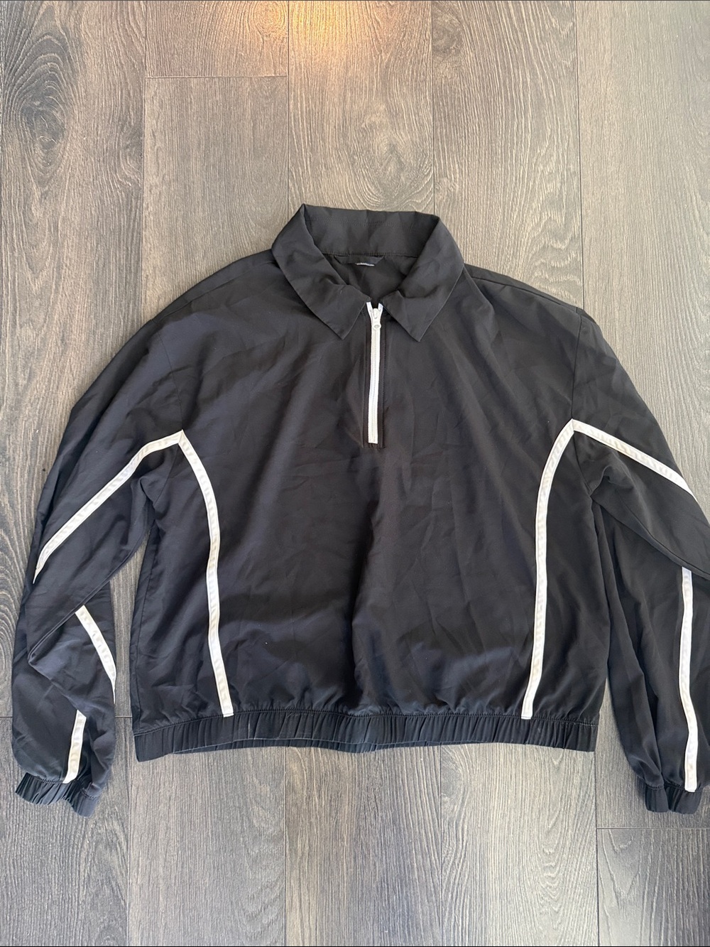 Joe Fresh Black Pullover Windbreaker with White Trim